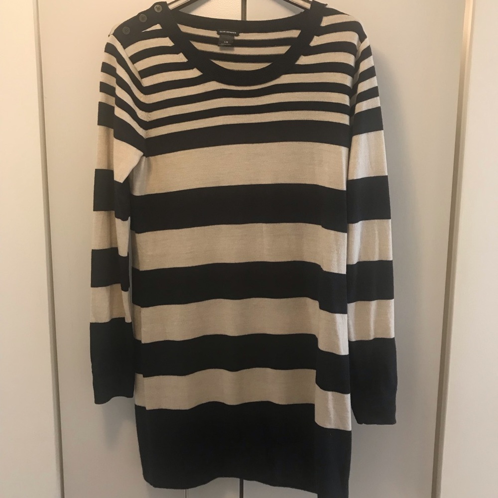New-Club Monaco Merino Wool Striped Sweater Dress